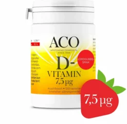 ACO D-vitamin 7,5 µg Jordgubbssmak 100 tabletter