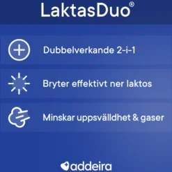 addeira LaktasDuo 2 i 1 Laktasenzym + Dimetikon 30 kapslar