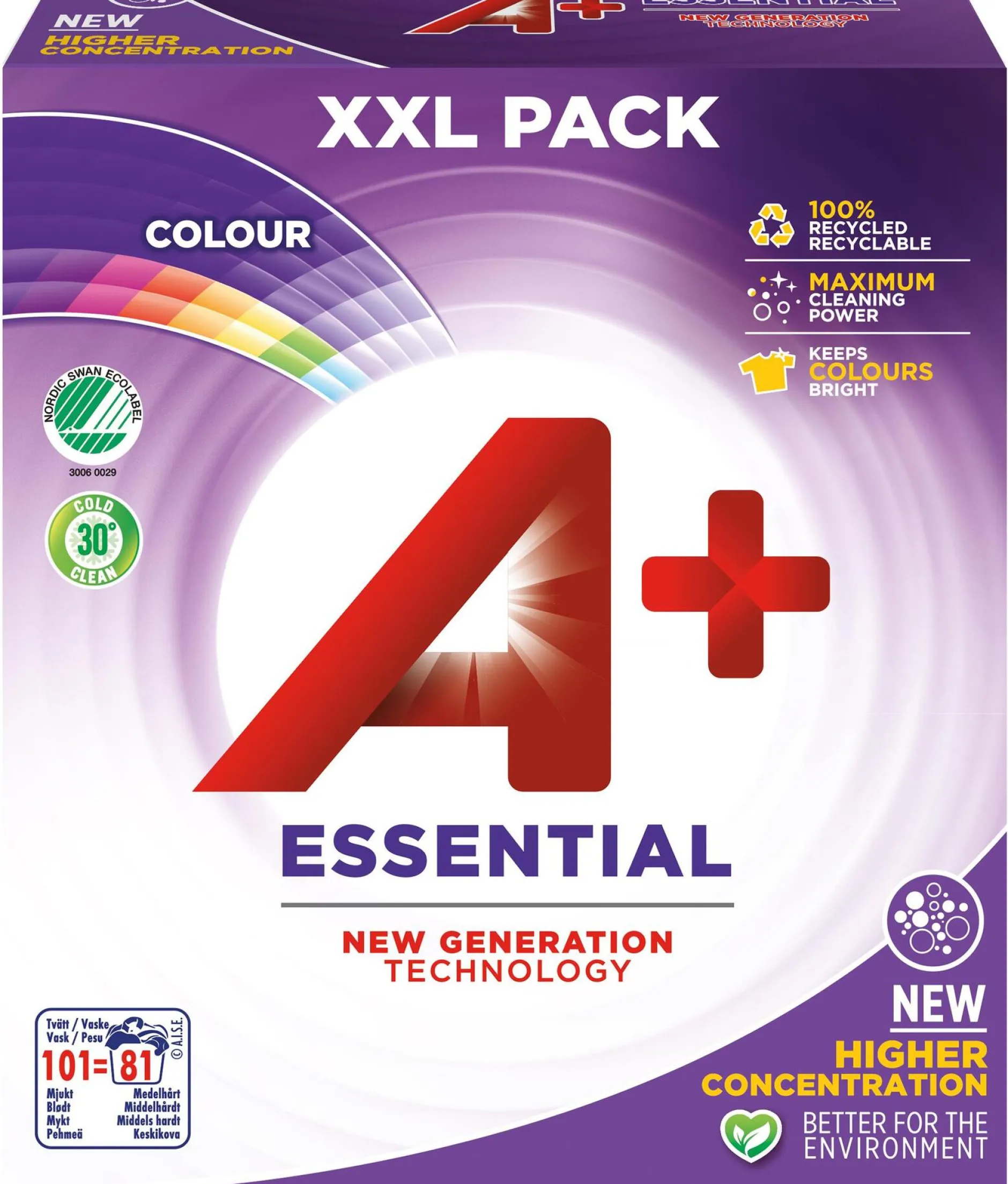A+ Essential Color Pulver Tvättmedel 3900 g 101 tvättar