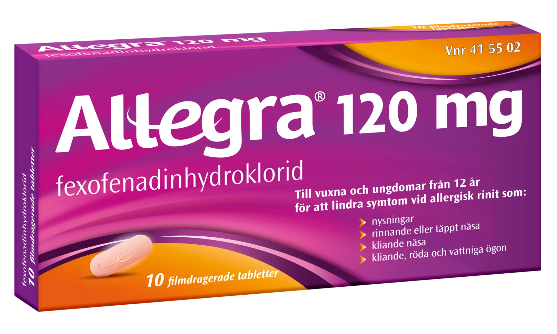 Allegra Antihistamintablett 120 mg, 10 st