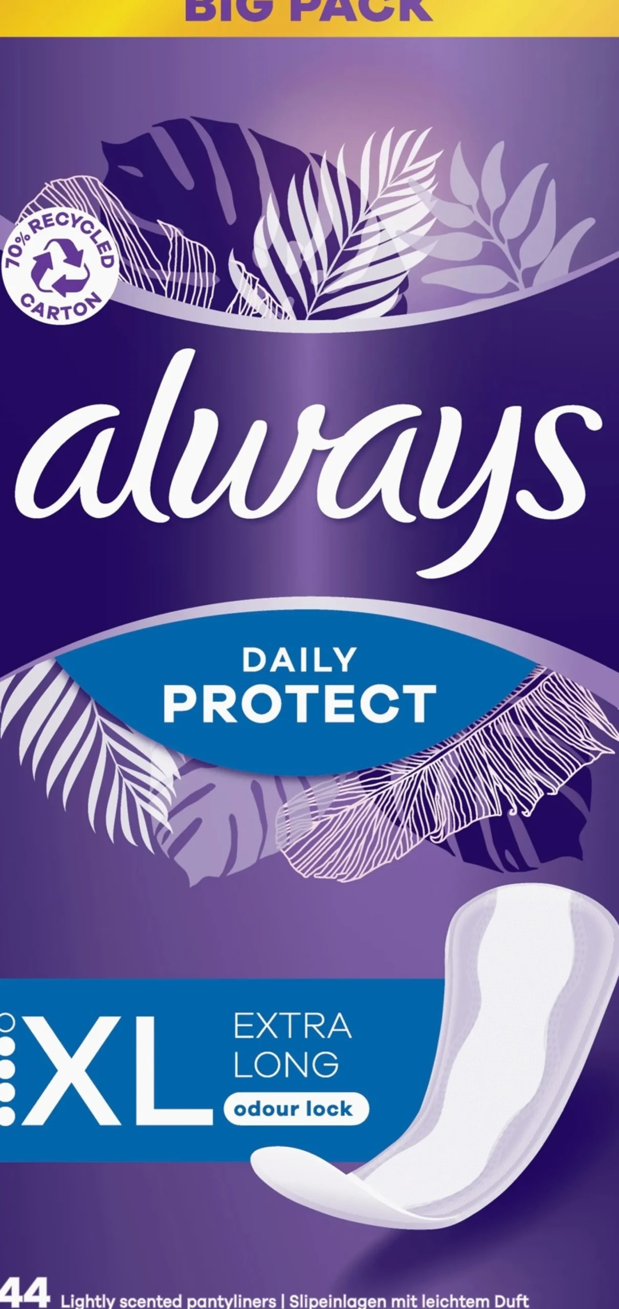 Always Dailies Long Plus Extra Protect Trosskydd med mild doft 44 st