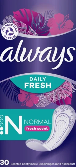 Always Dailies Normal Fresh & Protect Trosskydd med en fräsch doft 30 st
