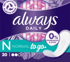 Always Daily Fresh Normal Trosskydd, 0% Parfymer & Färgämnen 20 st