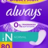 Always Daily Fresh Normal Trosskydd, 0% Parfymer och Färgämnen, 80 st