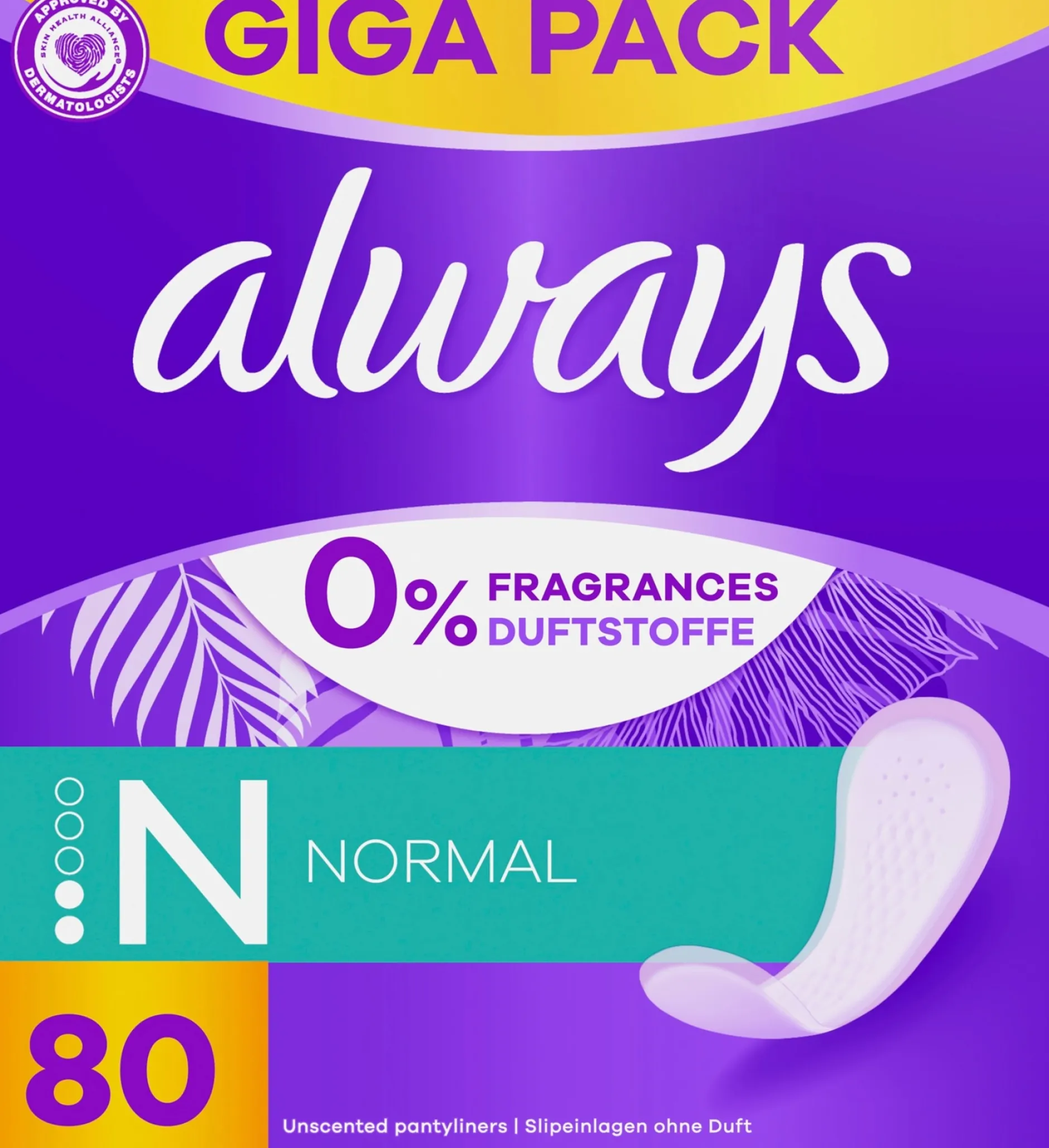 Always Daily Fresh Normal Trosskydd, 0% Parfymer och Färgämnen, 80 st