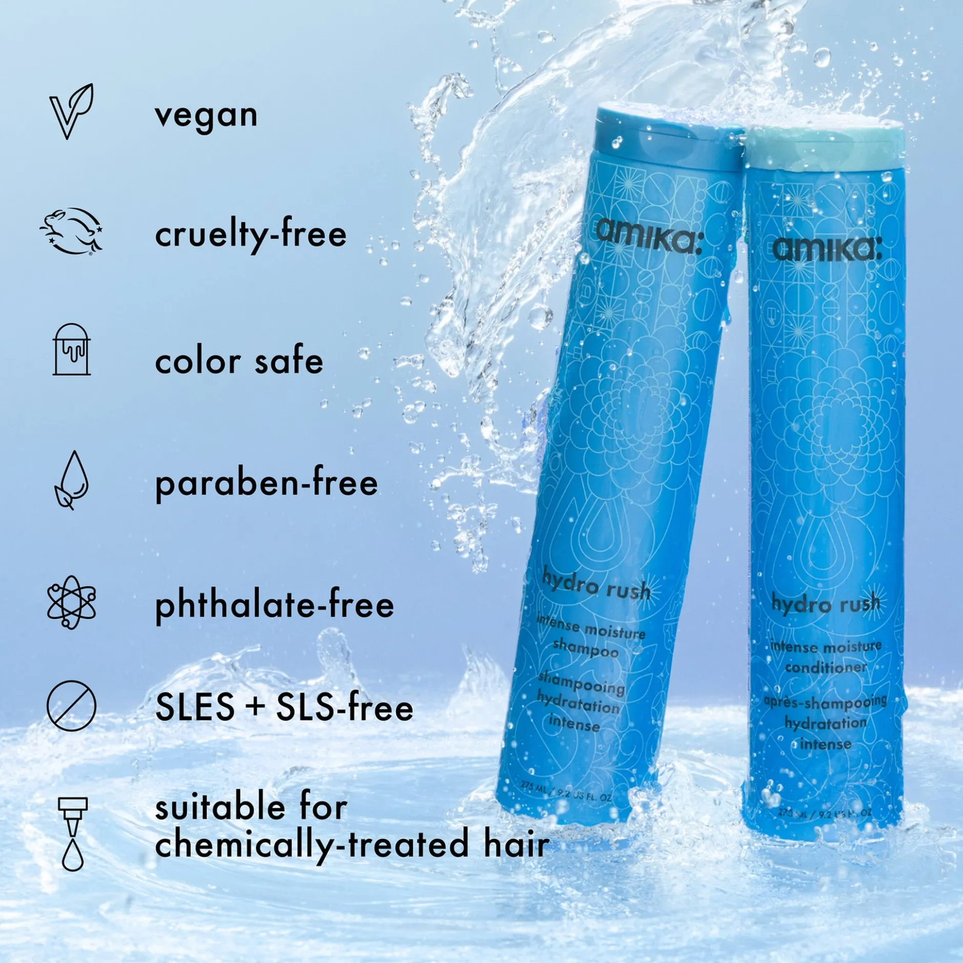 amika Hydro Rush Intense Moisture Shampoo 275 ml