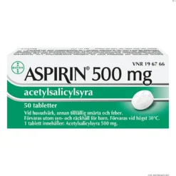 Aspirin 500 mg Acetylsalicylsyra 50 tabletter
