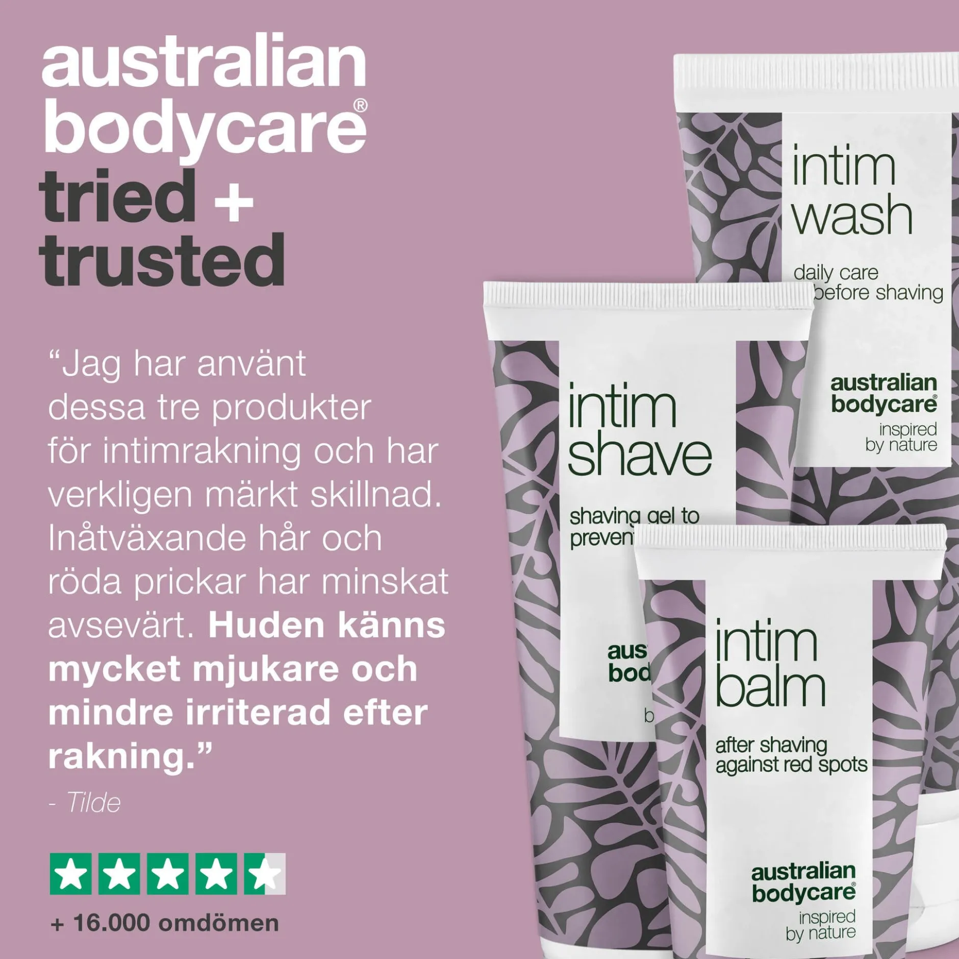 Australian Bodycare 3 produkter för intimrakning