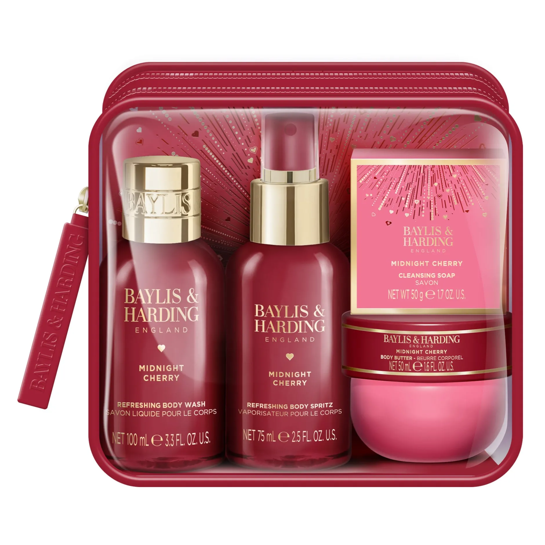 Baylis & Harding Midnight Cherry Travel Bag Gift Set 275 ml