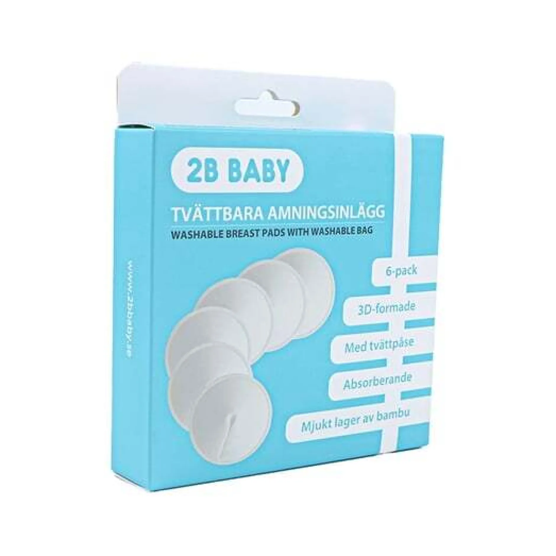 2B Baby Tvättbara Amningsinlägg 6-pack med tvättpåse