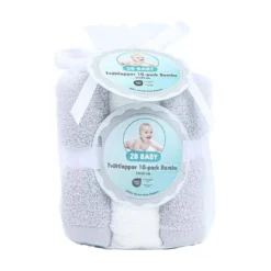 2B Baby Tvättlappar Bambu 10-pack Vit/Grå