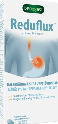 Benegast Reduflux Peppermint Mot Sura Uppstötningar 20 tuggtabletter
