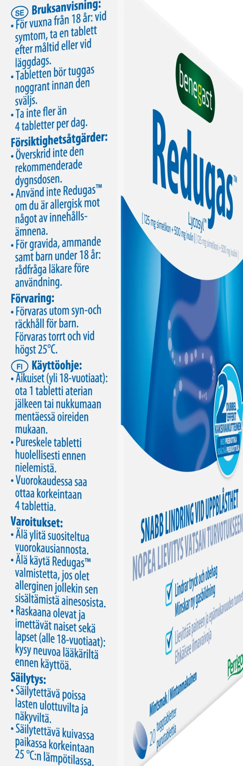 Benegast Redugas Chewable Tablets Peppermint Lindring Vid Gaser 20 tuggtabletter