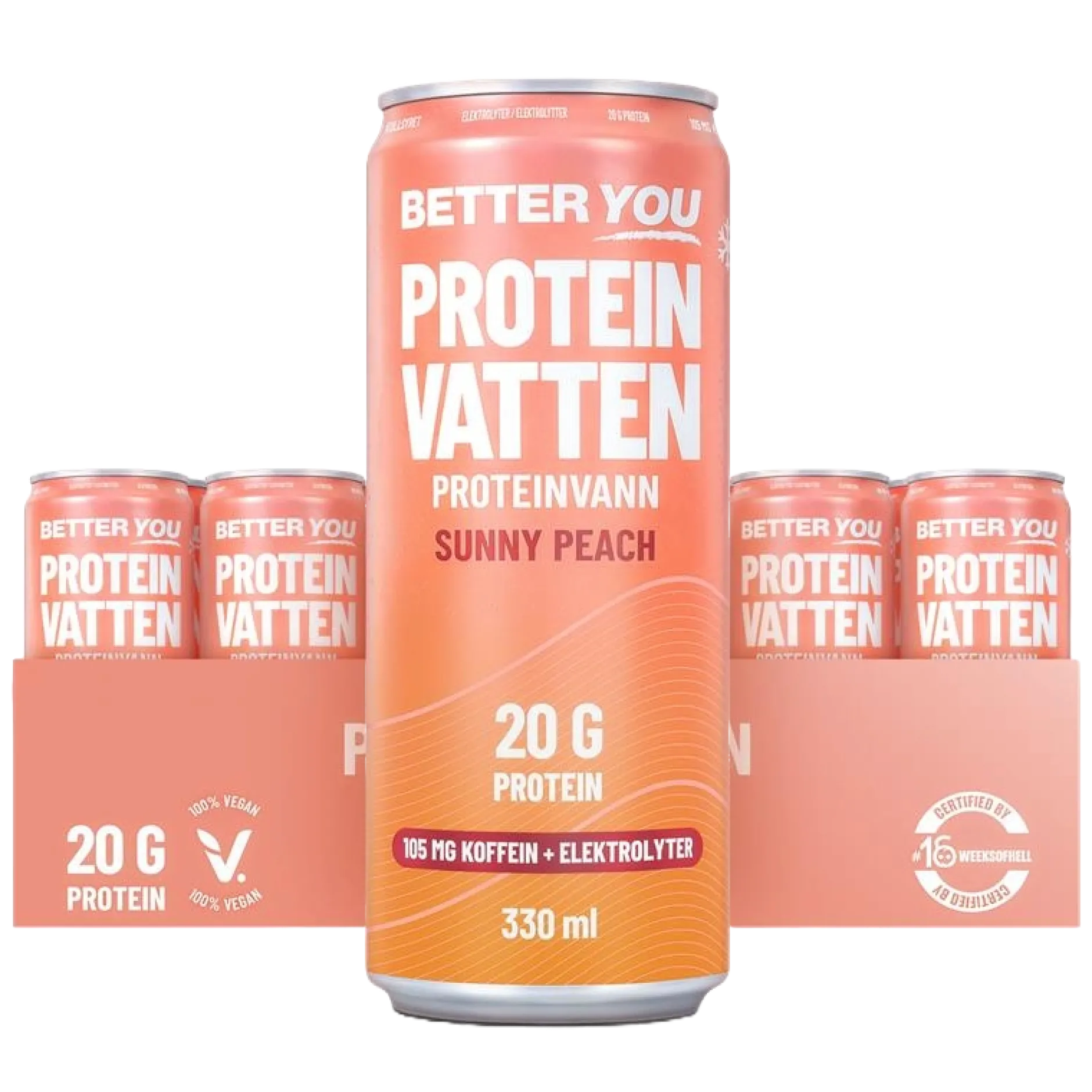 Better You Proteinvatten 330 ml Sunny Peach Koffein+Elektro 24 st