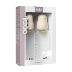 BIBS Baby Bottle Round Latex Medium Flow Ivory 270 ml 2-pack