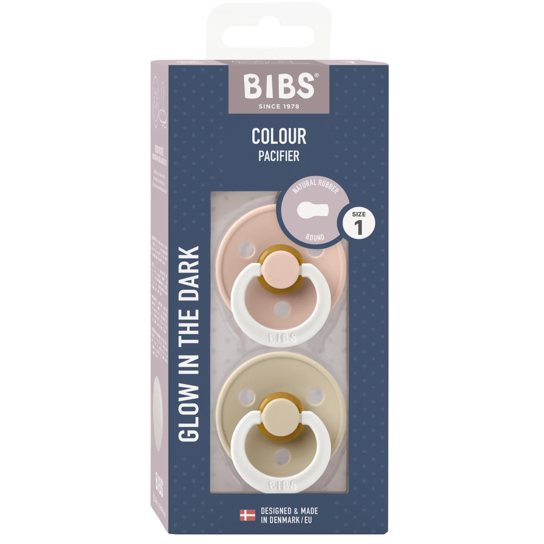 BIBS Colour Latex 0+ månader Size 1 Blush Glow/Vanilla Glow 2 st