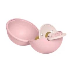 BIBS Colour Pacifier Round Latex Size 1 Petal & BIBS Pacifier Case Mini Baby Pink