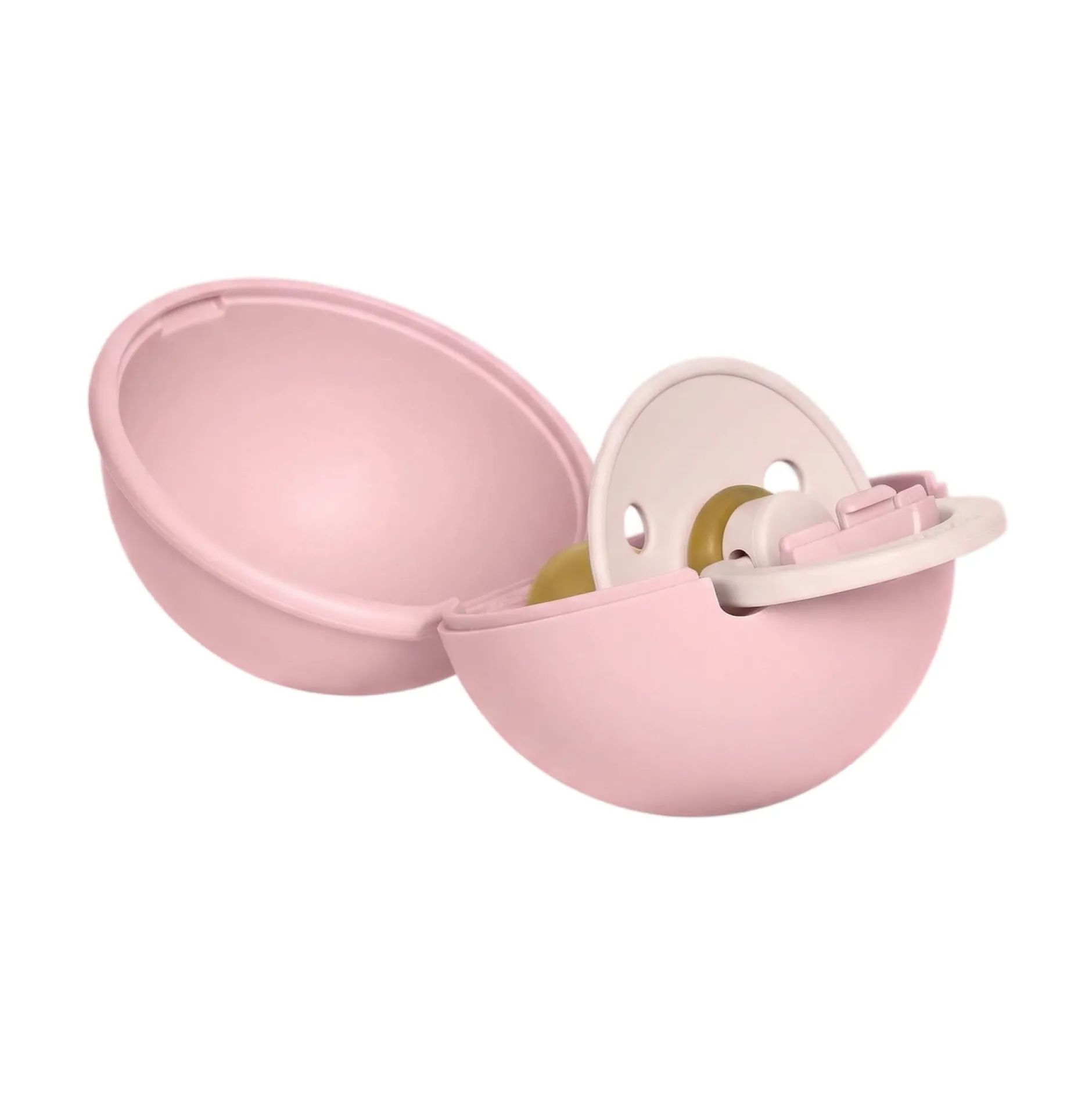 BIBS Colour Pacifier Round Latex Size 2 Petal & BIBS Pacifier Case Mini Baby Pink