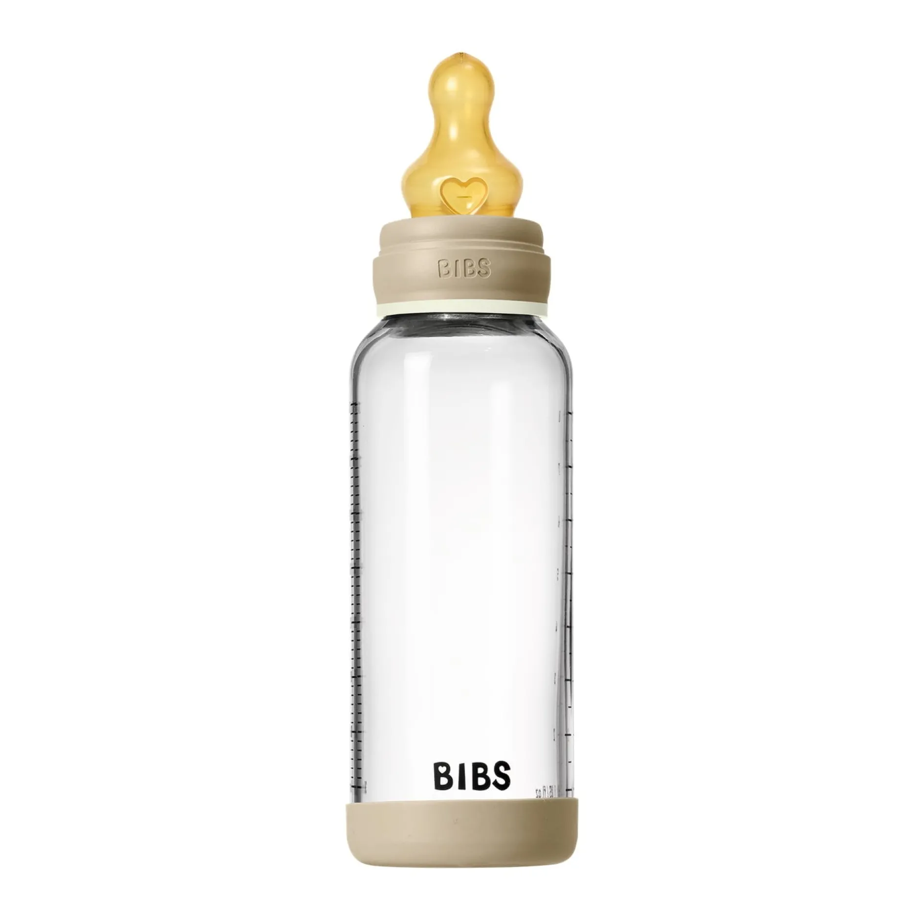 BIBS Glass Baby Bottle Round Latex 1 pack 240 ml Medium Flow Vanilla GLOW
