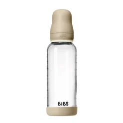 BIBS Glass Baby Bottle Round Latex 1 pack 240 ml Medium Flow Vanilla GLOW