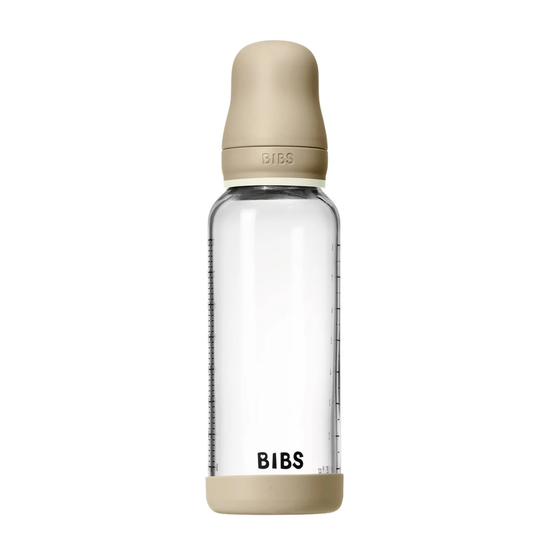 BIBS Glass Baby Bottle Round Latex 1 pack 240 ml Medium Flow Vanilla GLOW