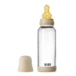 BIBS Glass Baby Bottle Round Latex 1 pack 240 ml Medium Flow Vanilla GLOW