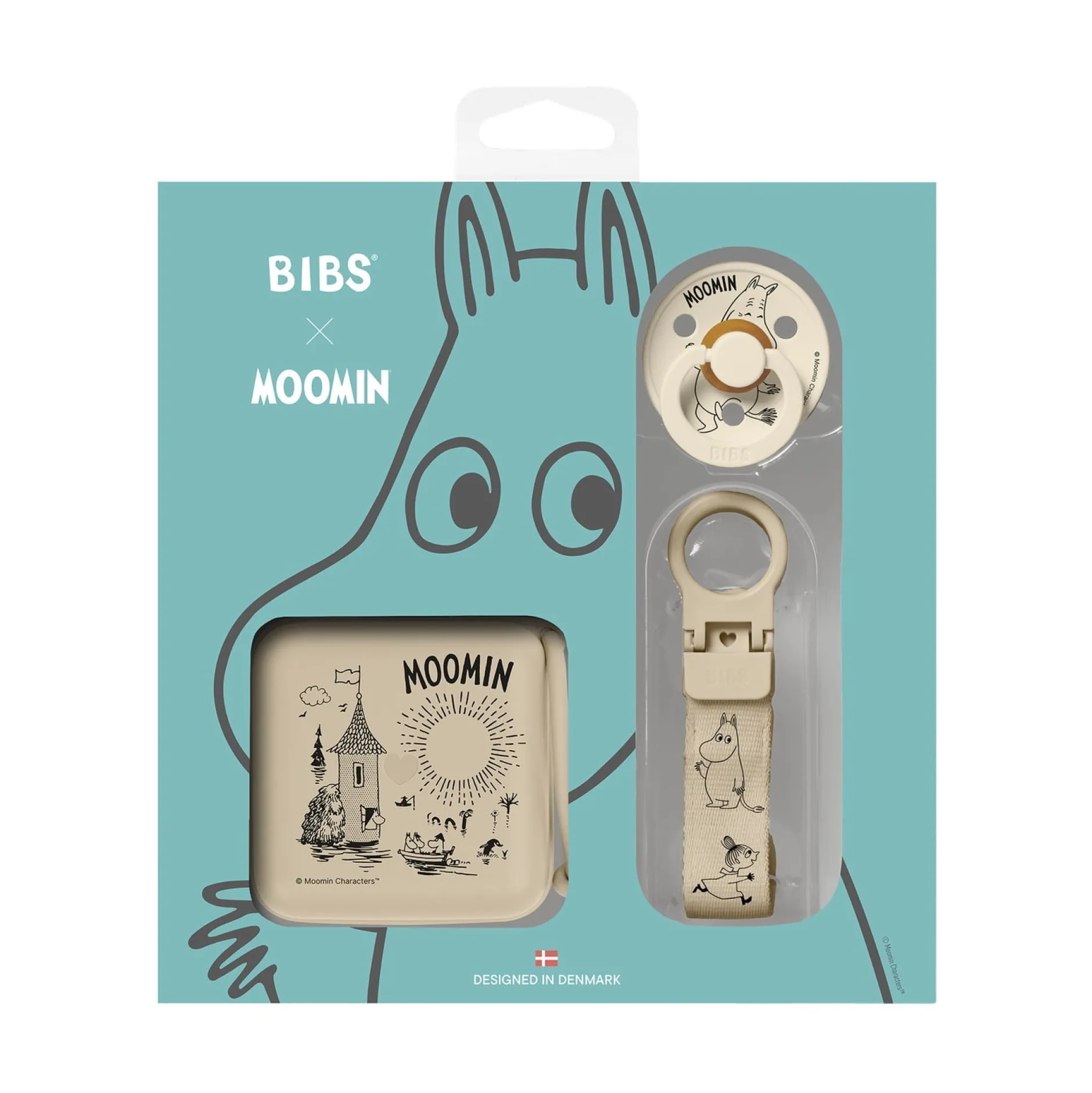BIBS Moomin Gift Set Soothe & Go Latex Size 2 Vanilla