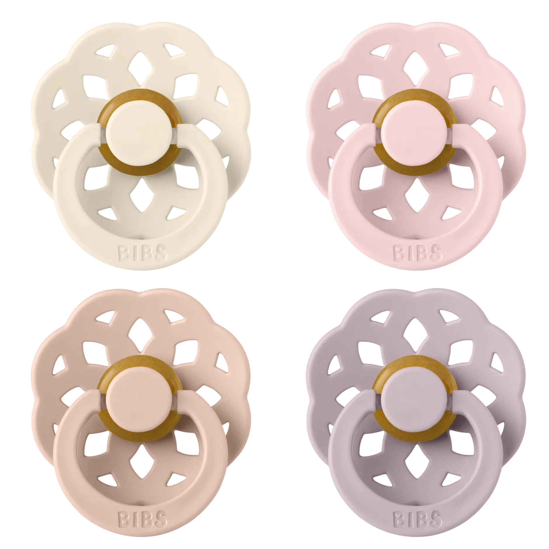 BIBS Pacifier Boheme Latex 0+ månader Storlek 1 Ivory/Blush/Blossom/Dusky Lilac 4 st