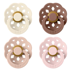 BIBS Pacifier Boheme Latex 6+ månader Size 2 Ivory/Blush/Woodchuck/Blossom 4 st