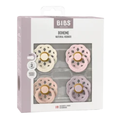 BIBS Pacifier Boheme Latex 6+ månader Size 2 Ivory/Blush/Blossom/Dusky Lilac 4 st