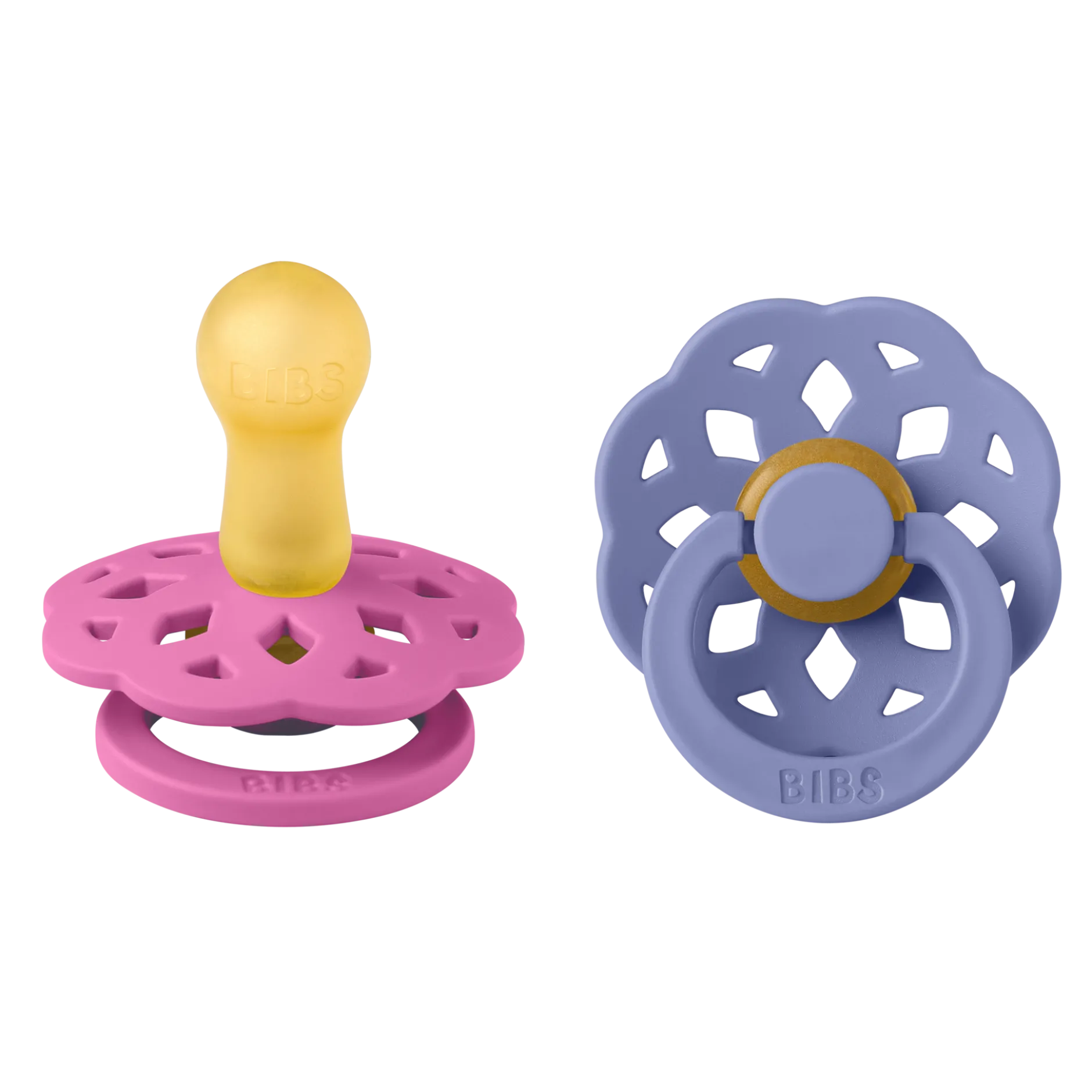BIBS Pacifier Boheme Latex 6+ månader Size 2 Bubblegum/Peri 2 st
