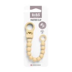 BIBS Pacifier Clip Beaded Pale Butter