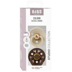BIBS Pacifier Colour Holiday Horse 2 PACK Latex Size 1 Vanilla/Mocha