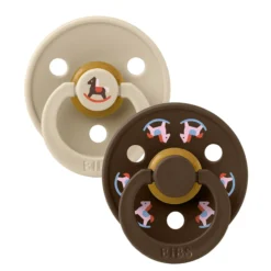 BIBS Pacifier Colour Holiday Horse 2 PACK Latex Size 1 Vanilla/Mocha