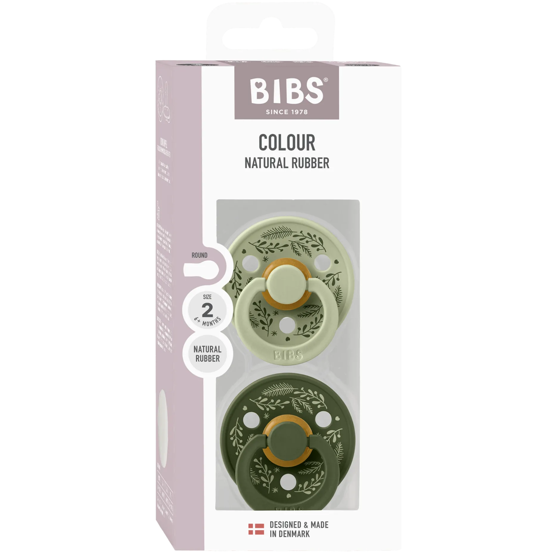BIBS Pacifier Colour Holiday 6+ Månader Size 2 Leaf Sage/Hunter Green 2 st