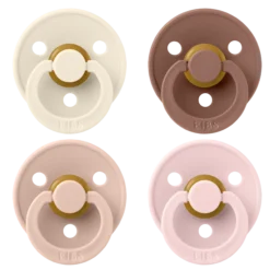 BIBS Pacifier Colour Latex 0+ månader Size 1 Ivory/Blush/Woodchuck/Blossom 4 st