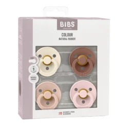 BIBS Pacifier Colour Latex 0+ månader Size 1 Ivory/Blush/Woodchuck/Blossom 4 st