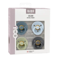 BIBS Pacifier Colour Latex 6+ månader Size 2 Petrol/Sage/Baby Blue/Iron 4 st