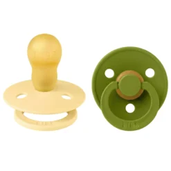 BIBS Pacifier Colour 2 PACK Latex Size 3 Pale Butter/Wasabi