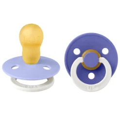 BIBS Pacifier Colour 2 PACK Latex Size 3 Hush GLOW/Grape GLOW