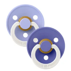 BIBS Pacifier Colour 2 PACK Latex Size 3 Hush GLOW/Grape GLOW
