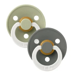 BIBS Pacifier Colour 2 PACK Latex Size 1 Sage GLOW/Pine GLOW