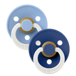 BIBS Pacifier Colour 2 PACK Latex Size 2 Sky Blue GLOW/Cornflower GLOW