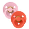 BIBS Pacifier Colour 2 PACK Latex Size 1 Baby Pink/Tango