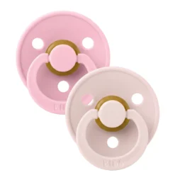 BIBS Pacifier Colour 2 PACK Latex Size 1 Petal/Baby Pink