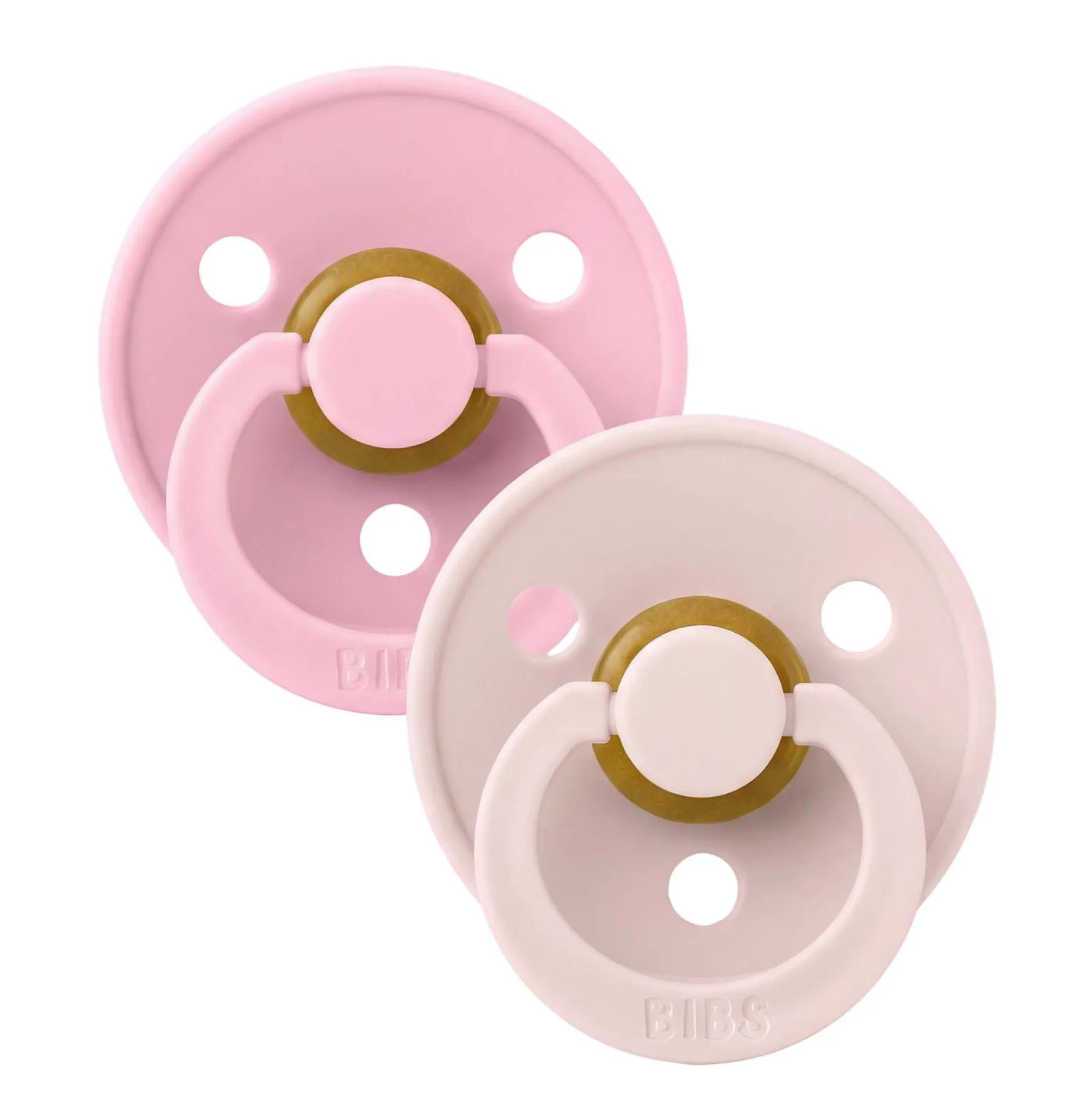 BIBS Pacifier Colour 2 PACK Latex Size 1 Petal/Baby Pink