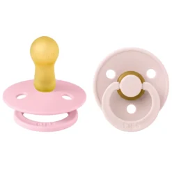 BIBS Pacifier Colour 2 PACK Latex Size 2 Petal/Baby Pink