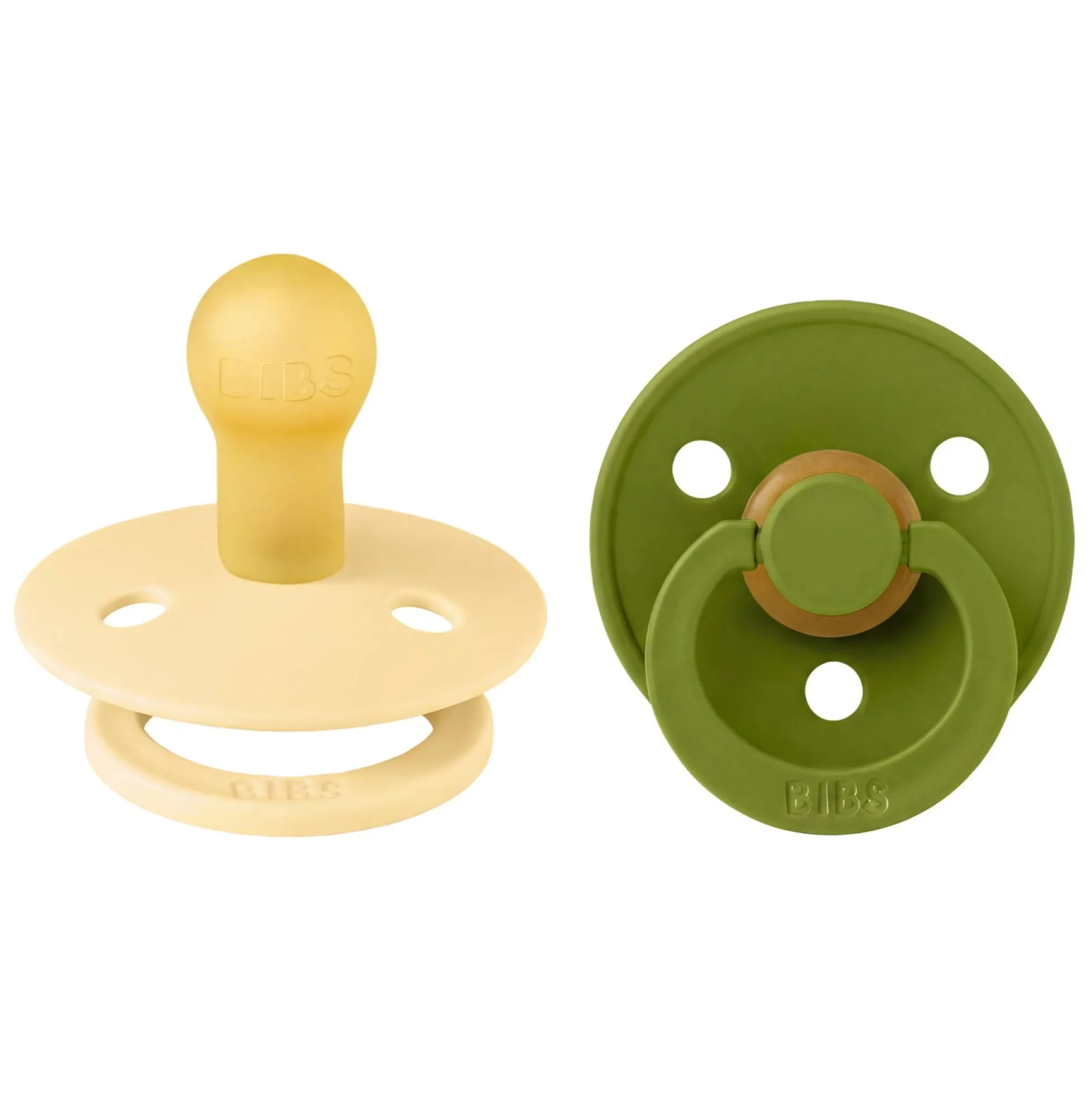 BIBS Pacifier Colour 2 PACK Latex Size 1 Pale Butter/Wasabi