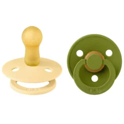 BIBS Pacifier Colour 2 PACK Latex Size 2 Pale Butter/Wasabi