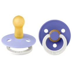 BIBS Pacifier Colour 2 PACK Latex Size 2 Hush GLOW/Grape GLOW
